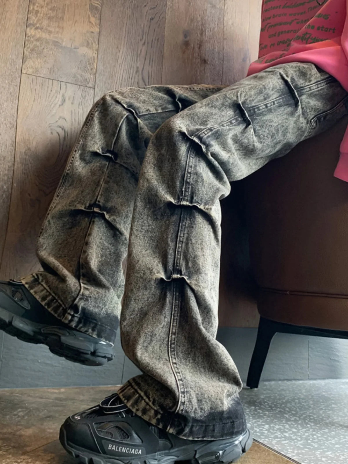 2024 High Street Vibe American Heavy Craft Side Fold Washed Old Jeans with High Grade Waste Soil Style Trousers Streetwear