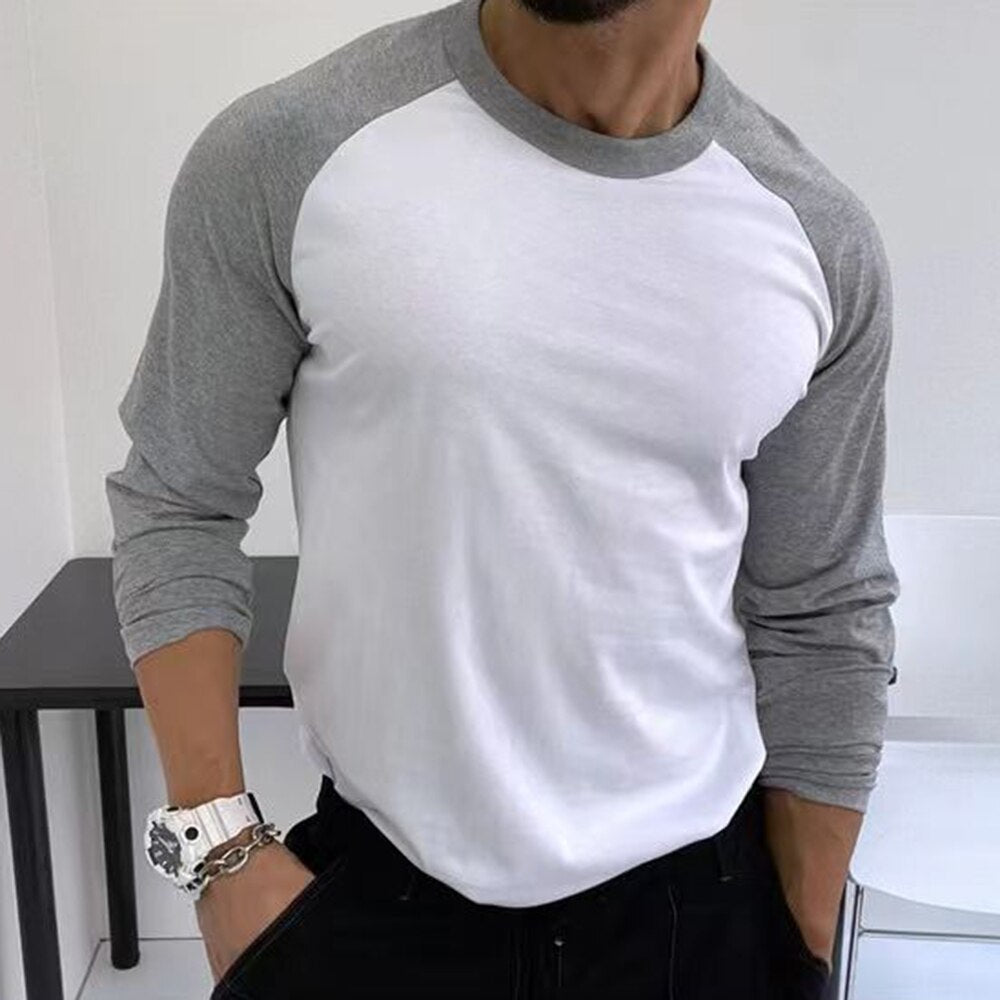 2023 Autumn Winter Long Sleeve T Shirt Men Muti Color O Neck 100% Cotton Male Female Casual Slim Fit Raglan Clothes Tees Tops