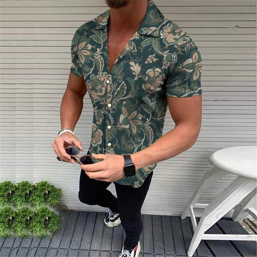 FORUWISH  -  High Quality Fashion Men's Oversized Casual social shirts Print Short Sleeve Men's Clothing Prom Party Cardigan Blouses S-4XL