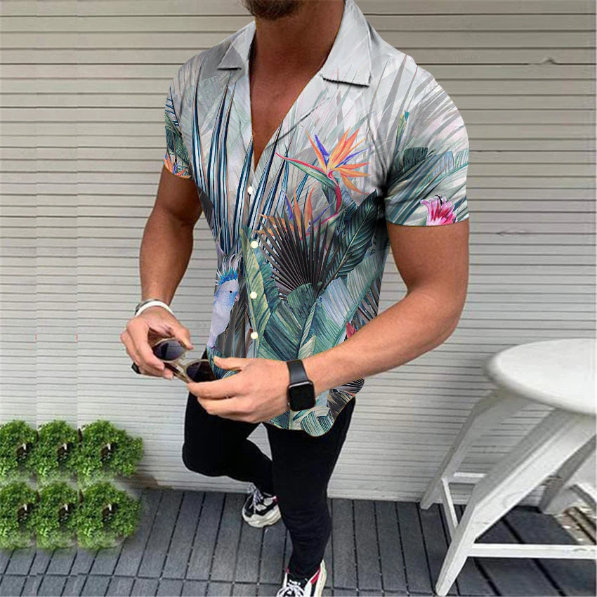 FORUWISH  -  High Quality Fashion Men's Oversized Casual social shirts Print Short Sleeve Men's Clothing Prom Party Cardigan Blouses S-4XL