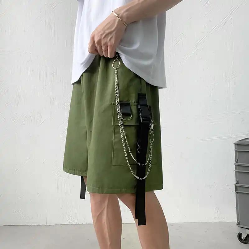 Loose Summer Black Gargo Shorts Men Gothic High Street Pants Funny Slim Fit Shorts Trousers Fashion Mens Cargo Hip Hop Shorts