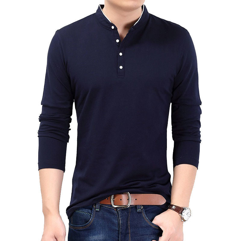 Fashion Men Long Sleeve Basic Solid Thin Polo Shirts Spring Autumn New Slim Tees Korean Male Clothes New Business Casual Tops