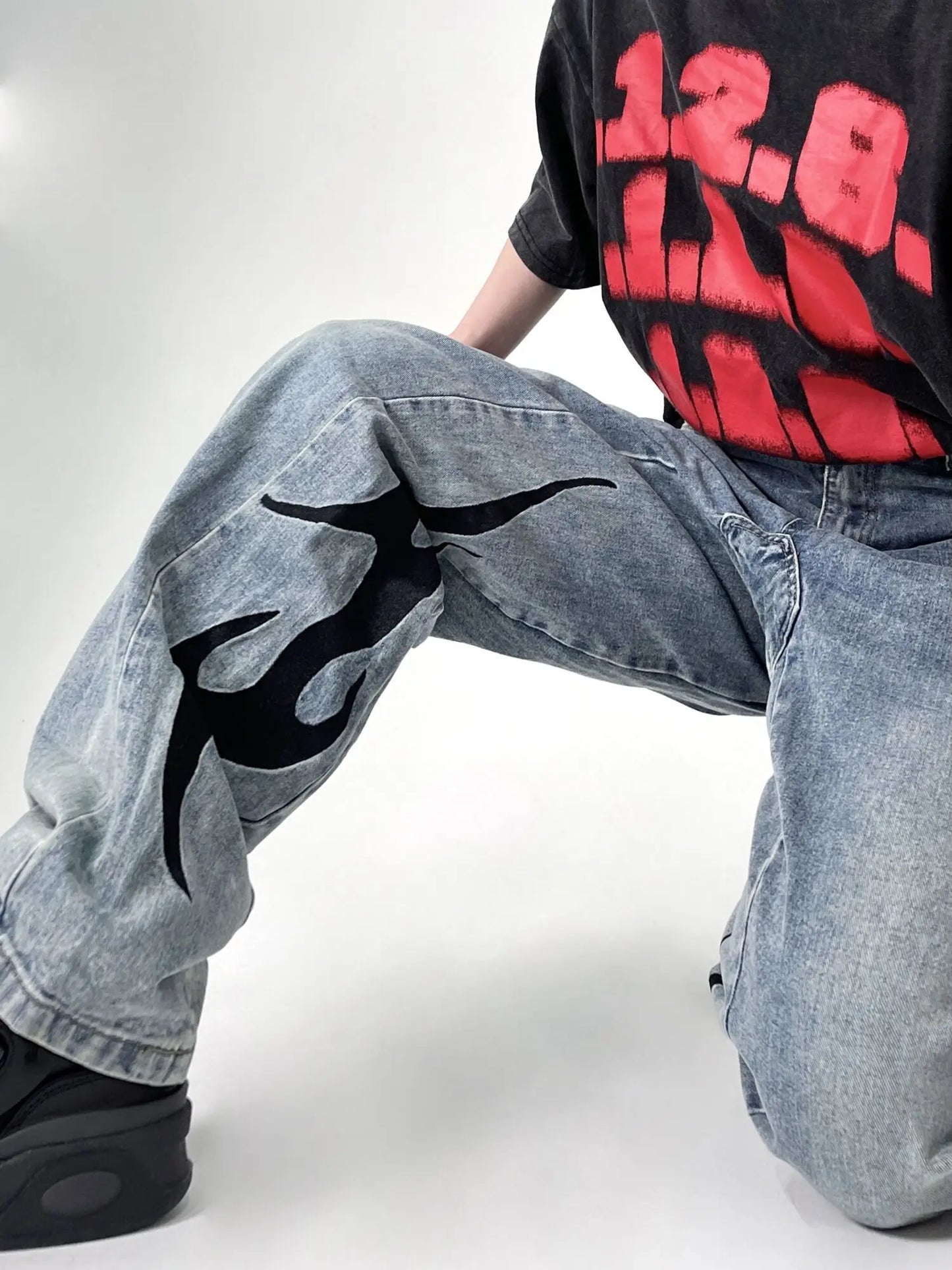 2024 Trendy Brand Wash Embroidered Jeans for Men's Straight Sleeve Loose and Versatile Spring and Autumn Street Pants