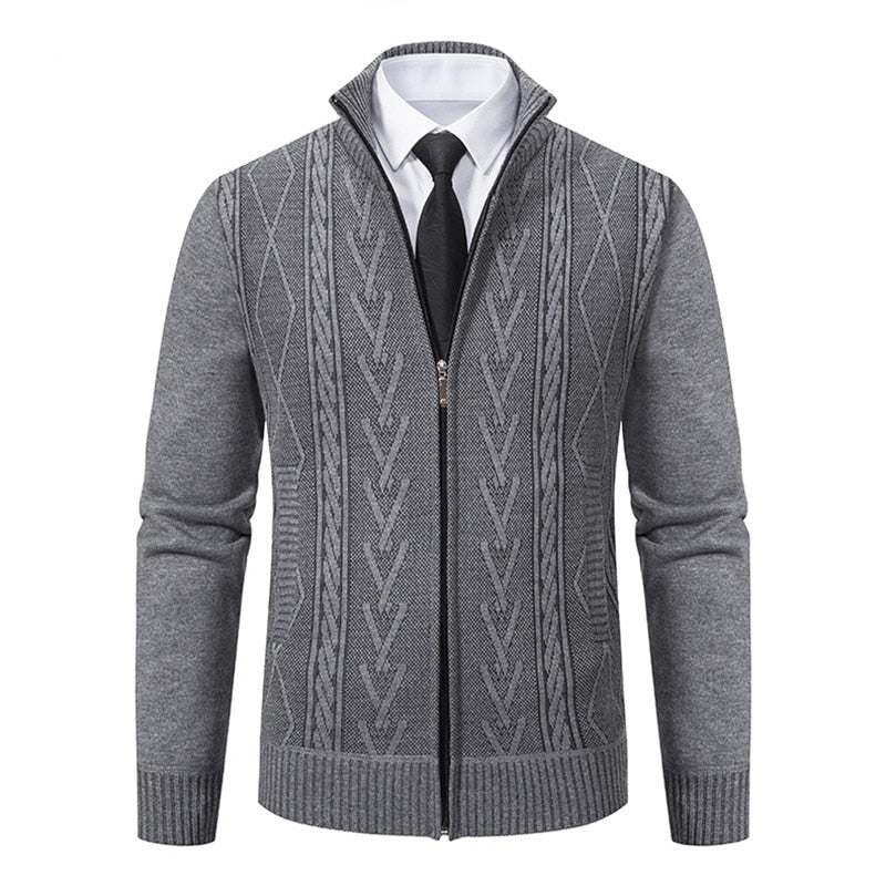 Autumn Winter Men's Cardigan Stand Collar Knitted Sweatercoat Men Business Casual Warm Sweater Knit Outerwear Coat Man Cardigans