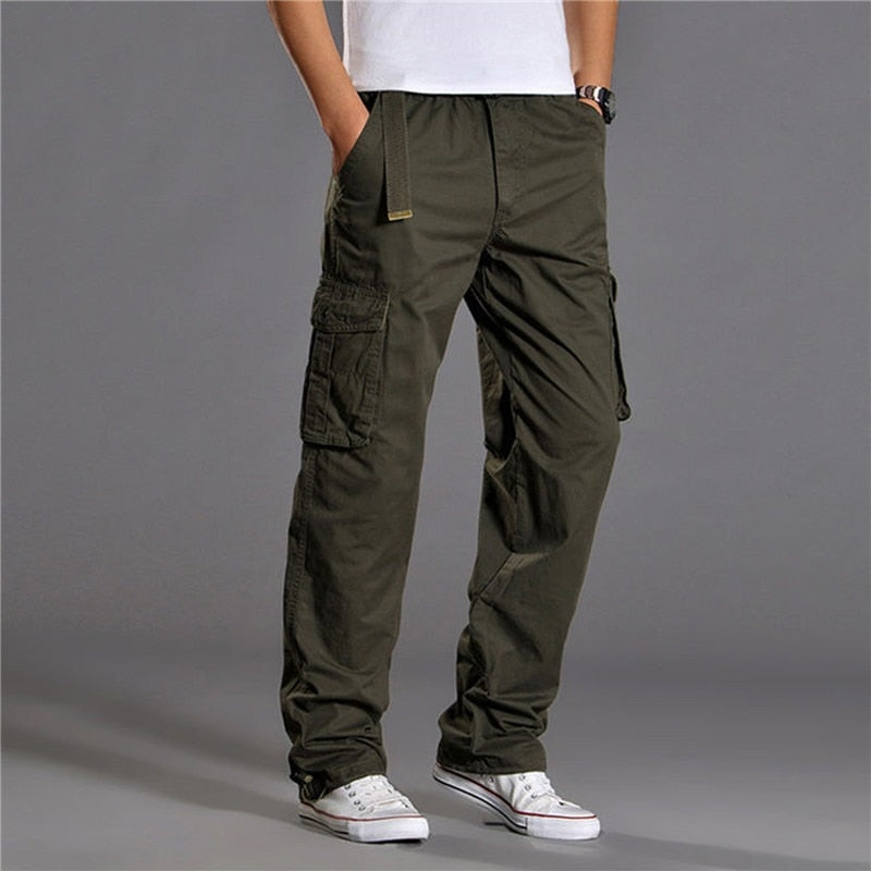 Brand Casual Pants men cargo pants cotton loose trousers mens pants overalls Multi Pocket Straight Joggers Homme 3XL