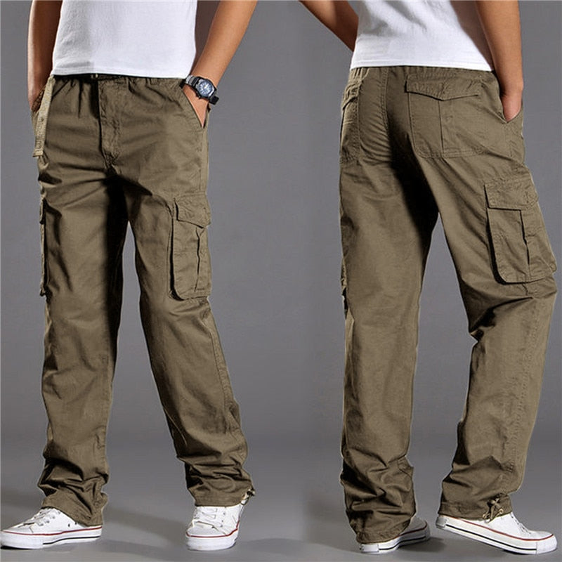 Brand Casual Pants men cargo pants cotton loose trousers mens pants overalls Multi Pocket Straight Joggers Homme 3XL