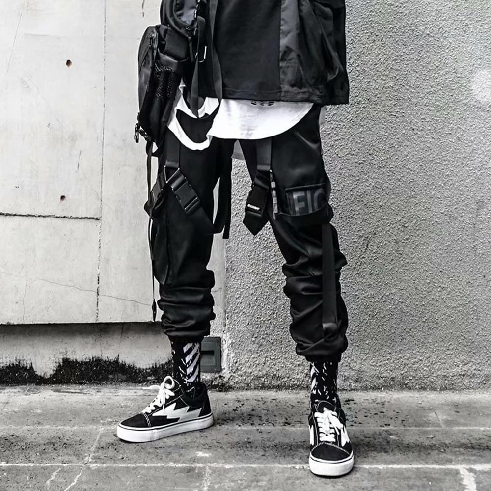 Hip Hop Cargo Pants Harem Joggers Trousers Men Women Ribbons Pockets Streetwear Summer Casual Loose Sweatpant Men's Clothing