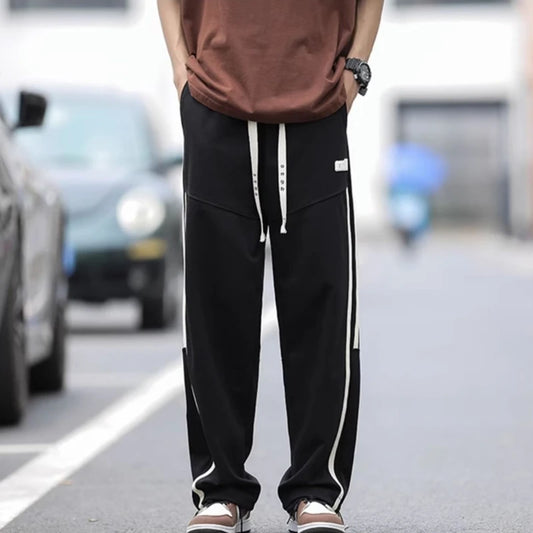 Pants Men Baggy Chic Japanese Style Harajuku Side-striped Summer All-match High Street Tie-ankle Hipster Handsome Popular Daily