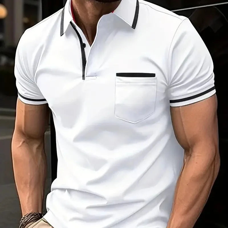 FORUWISH  - summer men's casual short-sleeved Polo shirt solid color lapel fashion business sports breathable T-shirt top