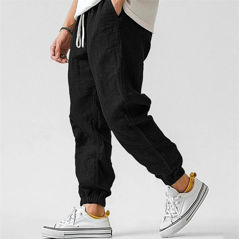 FORUWISH  -  2025 Spring Casual Mens Cotton Trousers Sports Fitness Running Jogging Pants For Men Leisure Loose Breathable Solid Color Pants