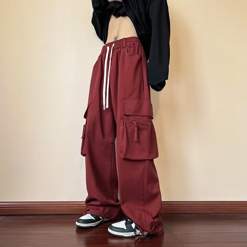 Black Cargo Pants Men Fashion Pocket Casual Pants Men Korean Style Streetwear Hip Hop Loose Straight Pants Mens Trousers