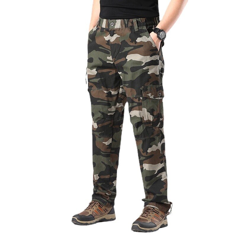 Cotton Cargo Pants Men Overalls Army Military Style Tactical Workout Straight Trousers Outwear Casual Multi Pocket Baggy Pants