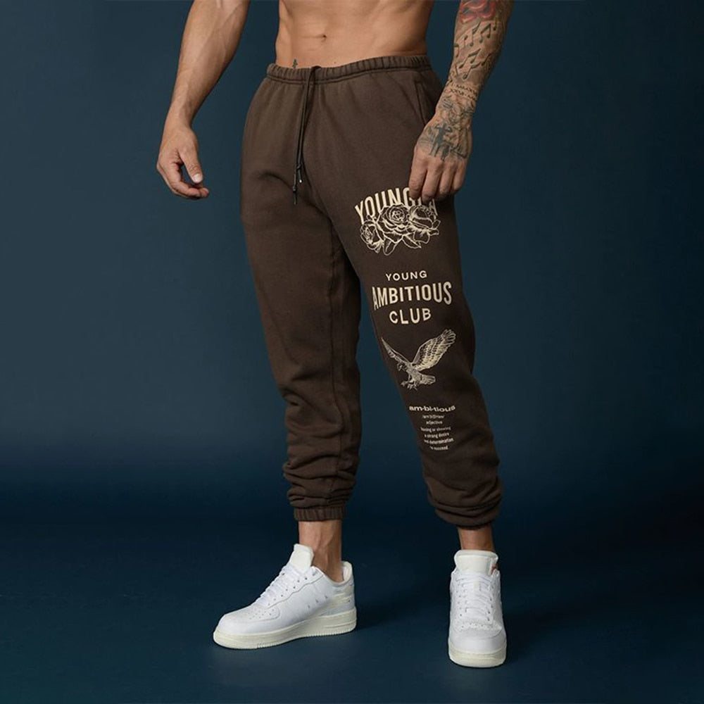 Fashion Fitness Pants Men's Fall And Winter Loose And Thick Bunched Feet Outdoor Sports Pants American Basketball Training Pant