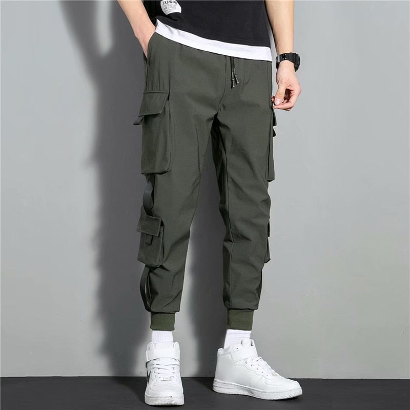 New Hip Hop Joggers Cargo Pants Men Harem Pants Multi-Pocket Ribbons Man Sweatpants Streetwear Casual Pants Mens Sweatpants