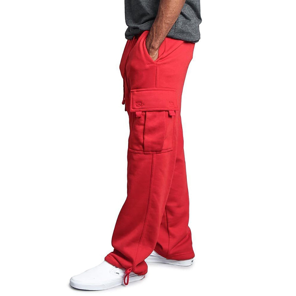 Men Sweatpants Long Pants Loose Sport Fit Jogging Joggers Sweat Pocket Cargo Pants Trousers Plus-size S-4XL