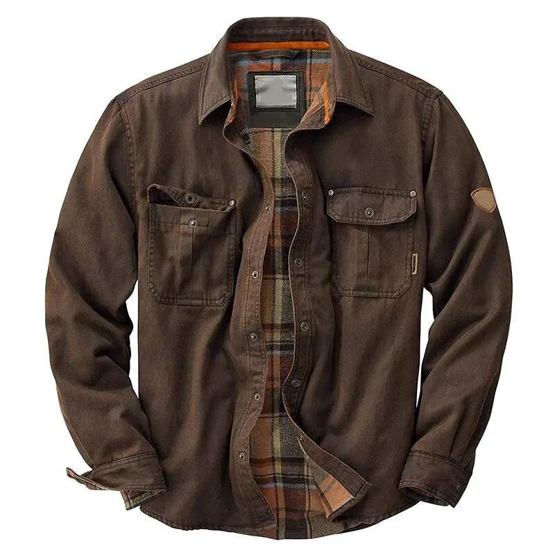 Outerwear Men Vintage Lapel Buttoned Patch Pockets Cargo Coats For Mens Clothes Classic Aesthetic Jacket Coat Autumn Streetwear