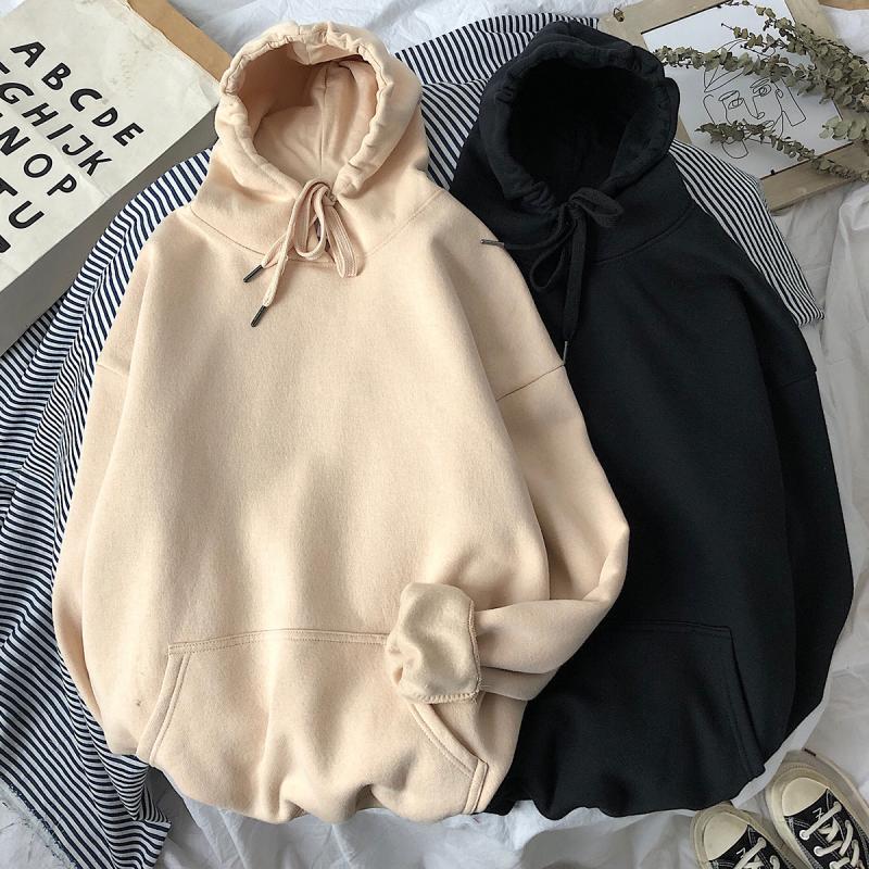 Hooded Sweatshirt Men Women Oversized Hoodie Long Sleeve Pullover Solid Couple Clothes Boys Grils Casual Hoodies Spring Winter