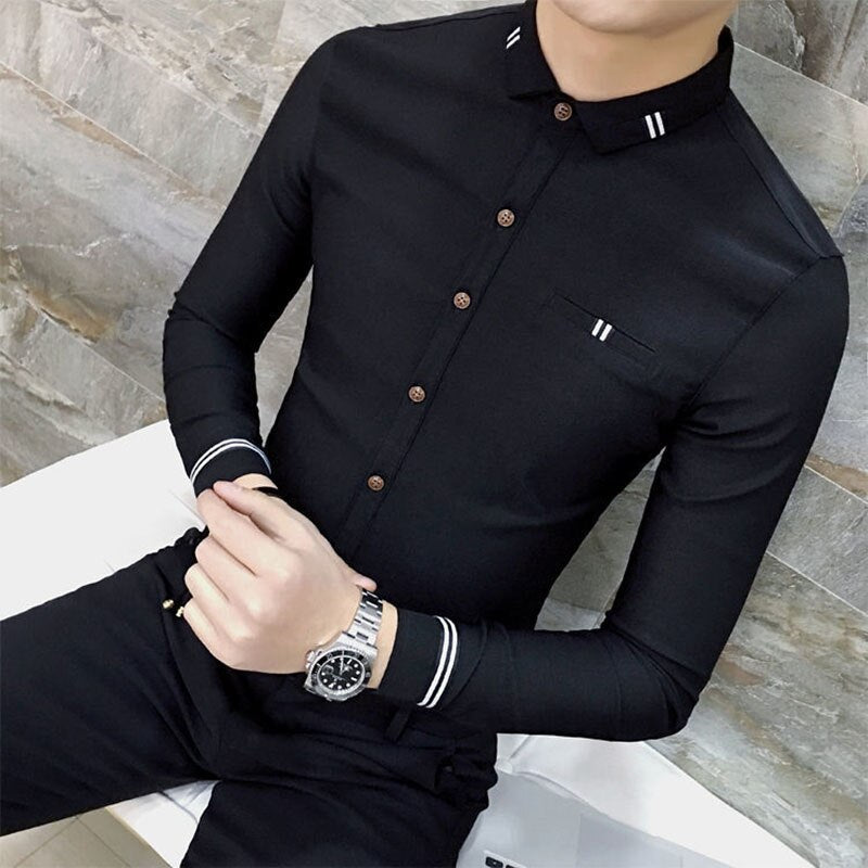 Fashion Lapel Spliced All-match Shirt Men's Clothing Autumn New Oversized Casual Tops Long Sleeve Loose Korean ShirtS