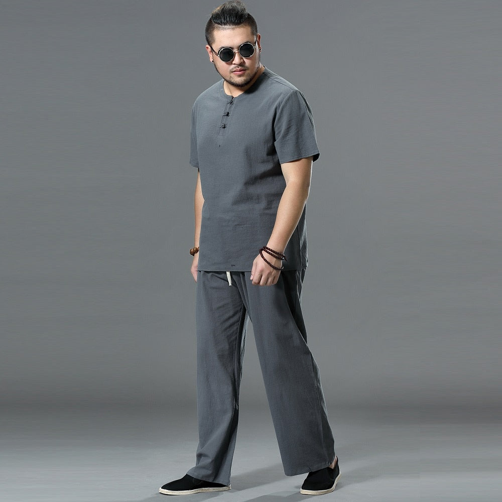 Pants Large Size Summer Men's Cotton Tall Big Sizes Wide Leg Linen Pant Oversized Jogger Trousers Male Plus Size Loose Pants Men