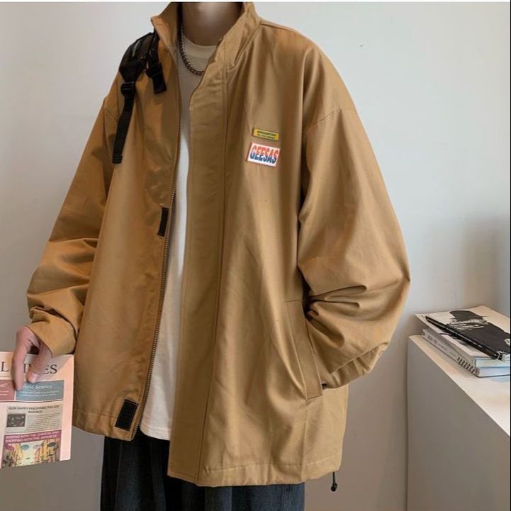 All Match Versatile Spring Autumn Fashion Men's Solid Casual Shirt Loose Pockets Letters Jacket Coat Cool Boy Soft