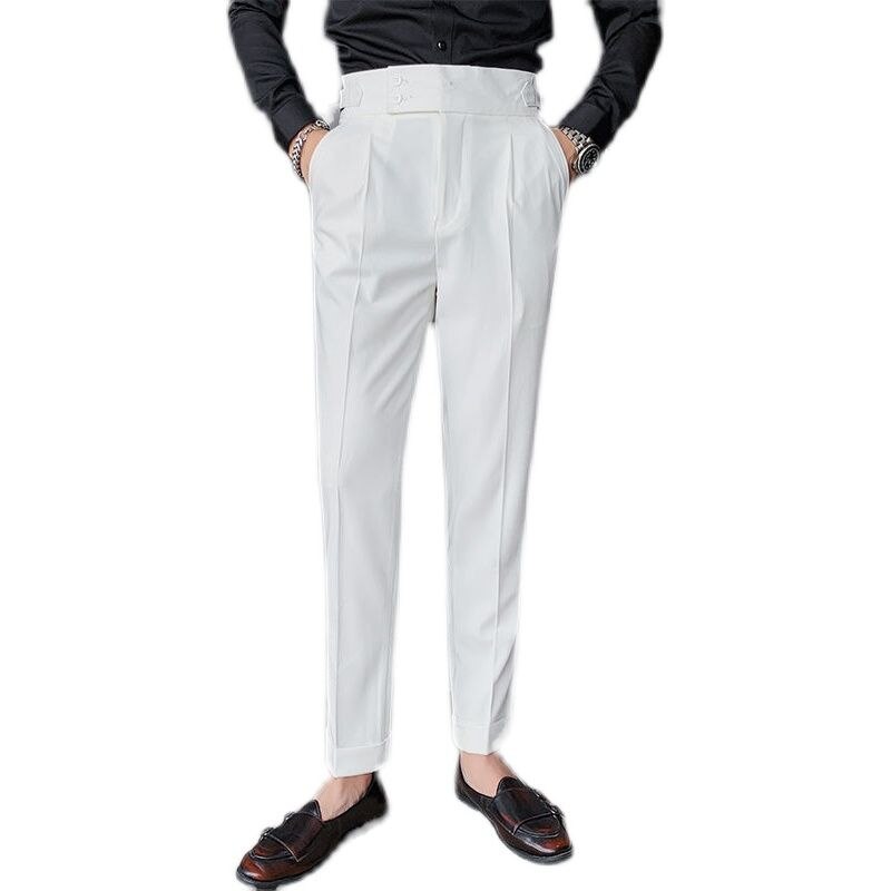 New Men's Suit Pants Slim Fit Business Office High Waist Classic Korean Casual Trouser Top Quality Pants Male Brand B82