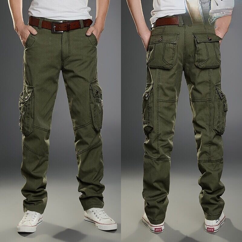 2023 Hot Sale Autumn Men's Cargo Pants Pure Cotton Casual Straight Loose Cargo Trousers Military Work Pants for Male B118