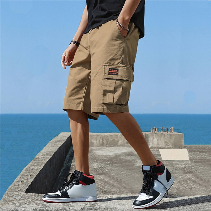 Summer Cargo Shorts Men Camouflage Buttons Loose Casual Multi-Pocket Baggy Shorts Streetwear Hip Hop Military Tactical Shorts