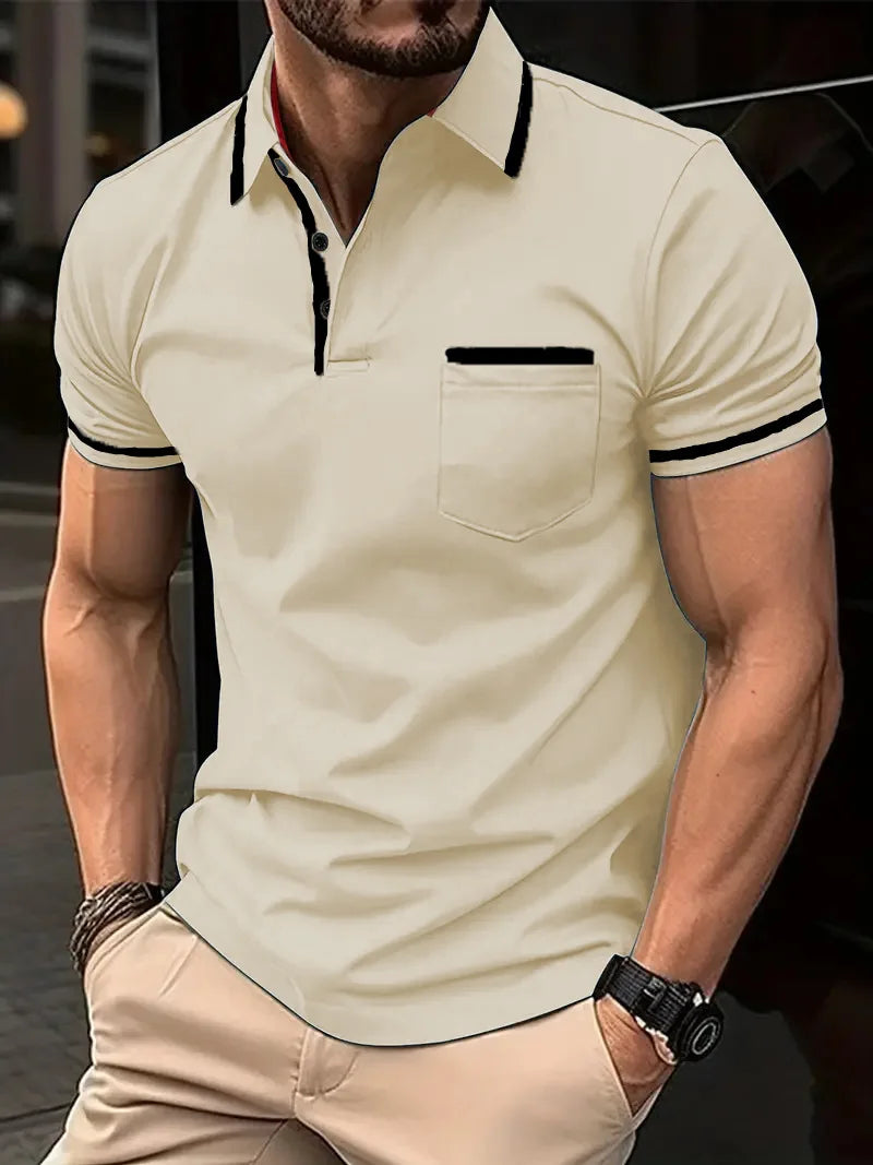 FORUWISH  - summer men's casual short-sleeved Polo shirt solid color lapel fashion business sports breathable T-shirt top