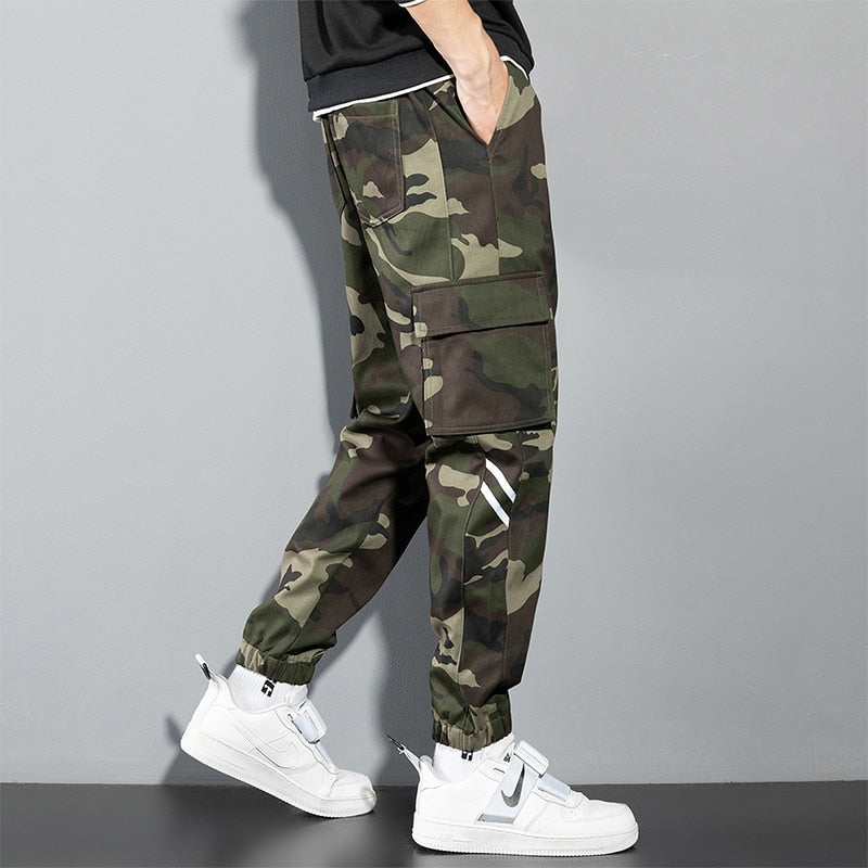 Black Cargo Pants Men Y2K Streetwear Casual Pants Green Plus Size Camo Cotton Multi Camouflage Street Wear Style Korean Fashion