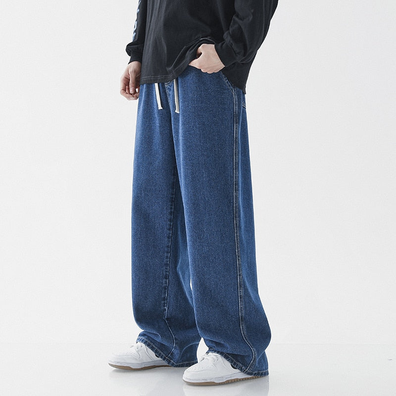 2023 New Baggy Jeans Men's Streetwear Harajuku Fashion Casual Wide-leg Trousers Japanese Simple Male Jeans Denim Pants