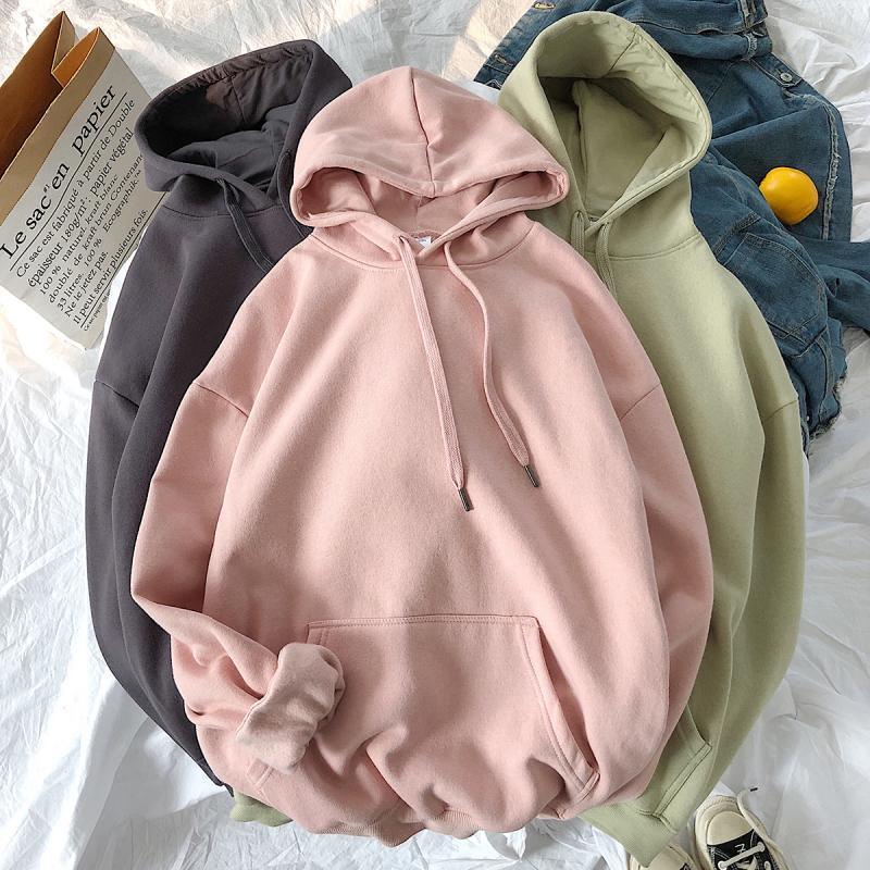 Hooded Sweatshirt Men Women Oversized Hoodie Long Sleeve Pullover Solid Couple Clothes Boys Grils Casual Hoodies Spring Winter