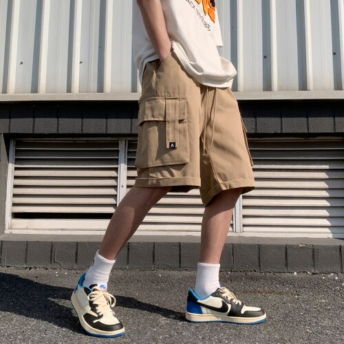 Shorts Men Cargo Japanese Fashion Loose Summer Casual S-5XL Clothing Harajuku Pockets Knee-length Streetwear Prevalent Classic