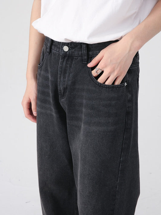 Men's Jeans New Korean Personality Straight Wide Leg Pants 2023 Fashion Autumn Winter Vintage Male Trousers 9A5577