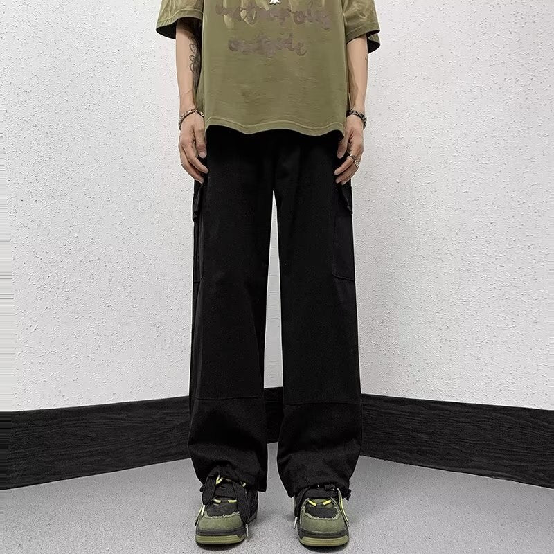 2023 Khaki cargo jogger vintage army pants men's summer thin ins trendy multi pocket straight tube casual pants Genuine