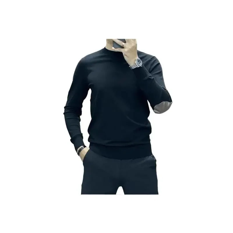 FORUWISH  -  Autumn New Men's Trendy Knit Long Sleeve Solid Color Round Neck Base Shirt Crew Neck Style For Fashion Lovers