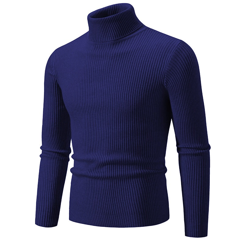 Autumn Winter Turtleneck Sweater Men Warm Knitted Solid Color Pullovers Men's Slim Fit Casual Turtleneck Knitwear Man Sweaters