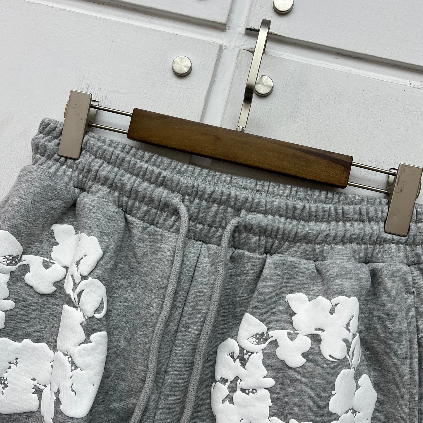 Black Gray Puff Print Shorts Men Women High-Quality Drawstring Shorts Breeches