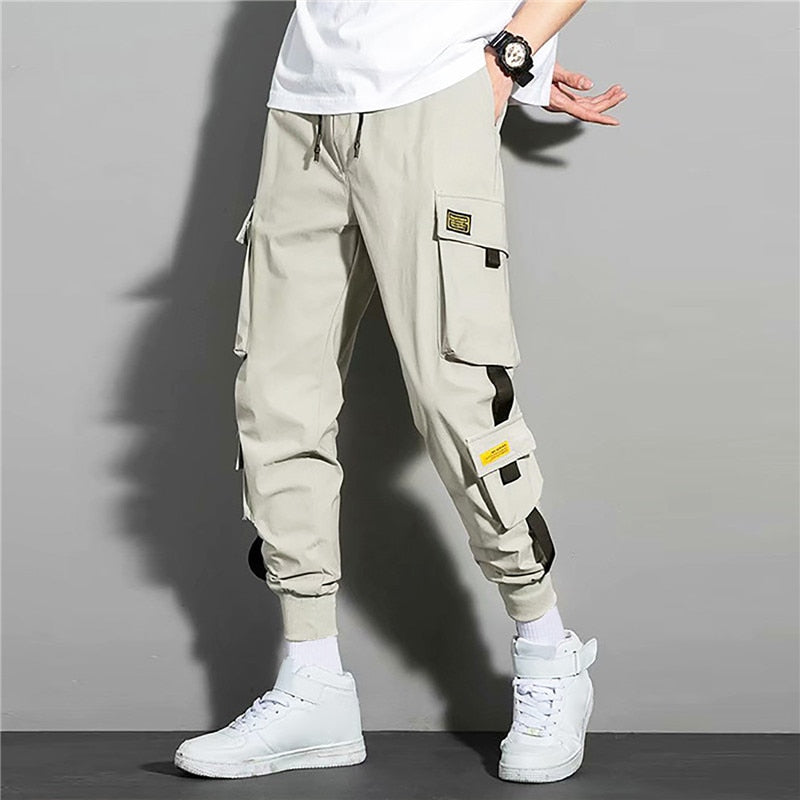 New Hip Hop Joggers Cargo Pants Men Harem Pants Multi-Pocket Ribbons Man Sweatpants Streetwear Casual Pants Mens Sweatpants