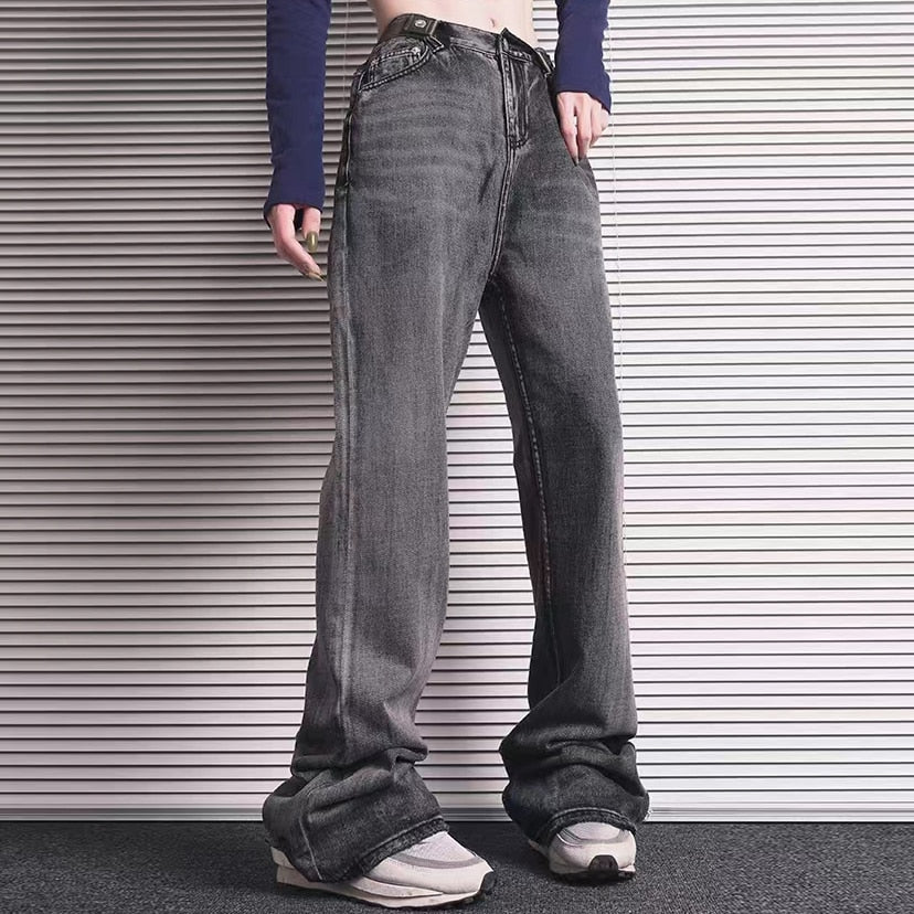 Washed Vintage Straight Wide Leg Denim Pants Men and Women High Street Baggy Casual Flare Jeans Pants  Y2K Oversized