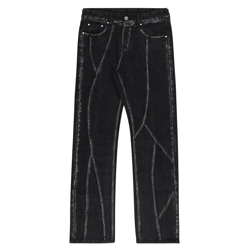 New Factor American High Street Washed Jeans Black Slight Rao Fashion Casual Design Pants