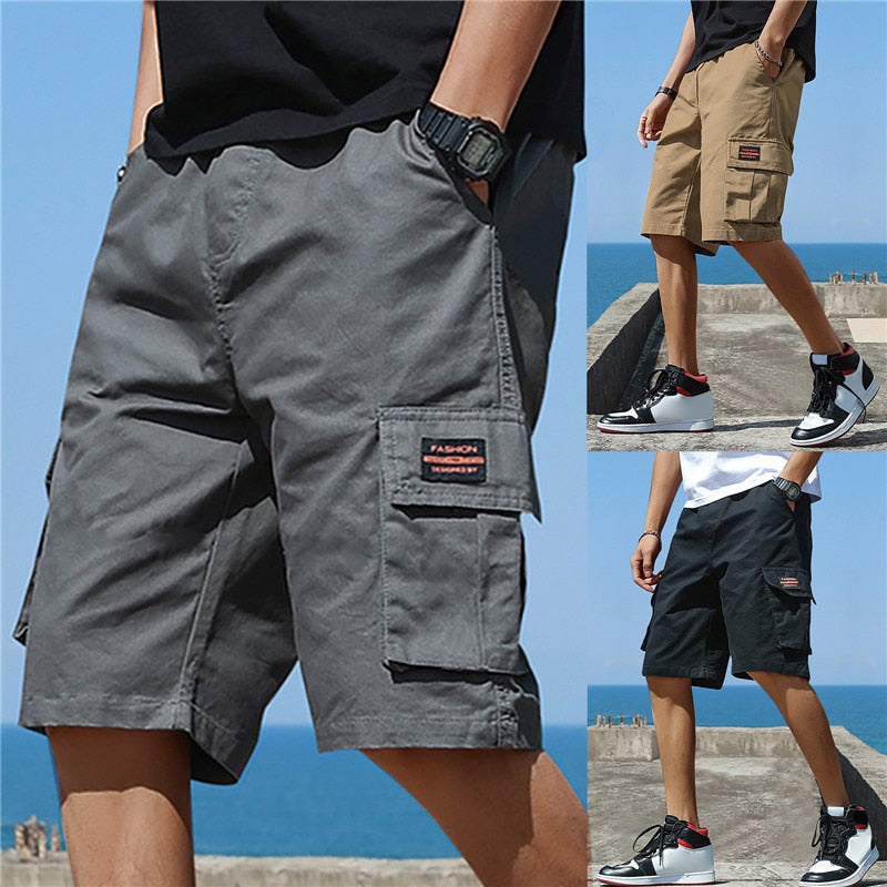 Summer Cargo Shorts Men Camouflage Buttons Loose Casual Multi-Pocket Baggy Shorts Streetwear Hip Hop Military Tactical Shorts