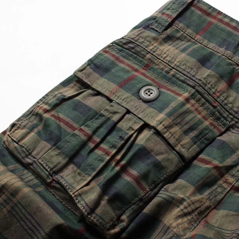 Men Shorts Plaid Beach Shorts Army Military Cargo Shorts Mens  Cotton Loose Trousers Bermuda Cargo Overalls Summer Plus Size 44