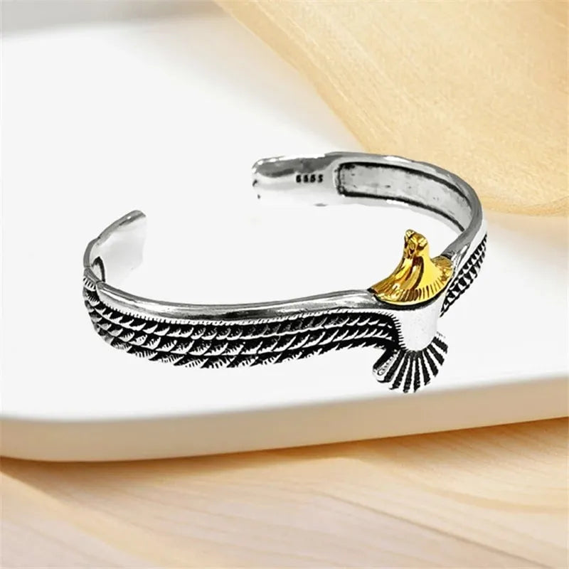 Viking Eagle Cuff Bracelet Valentines Day Gift for Boyfriend Adjustable Open Tribal Wildlife Jewelry Indian Eagle Wing Bracelet