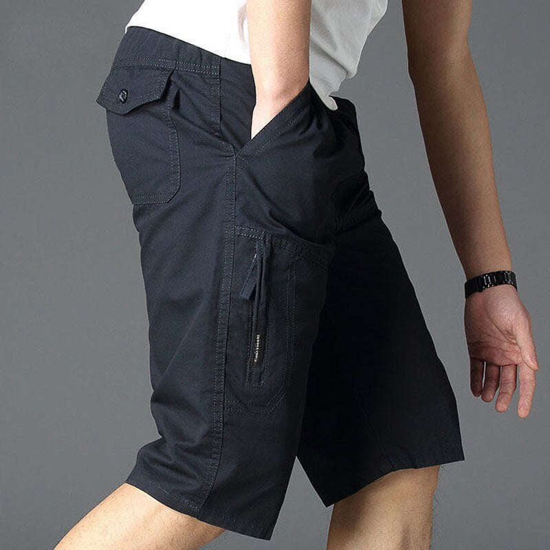 2023 Men's Summer Multi Pockets Casual Cargo Shorts Plus Size 100% Cotton Shorts For Men Loose Outwear Jogger Shorts Male 6XL