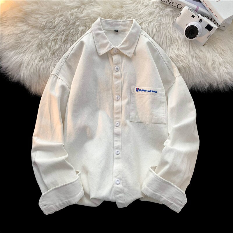 Men Washed Cotton Shirts 2023 Spring Long Sleeve Fashion New Brand Casual Blouses Loose Male Korean Clothing