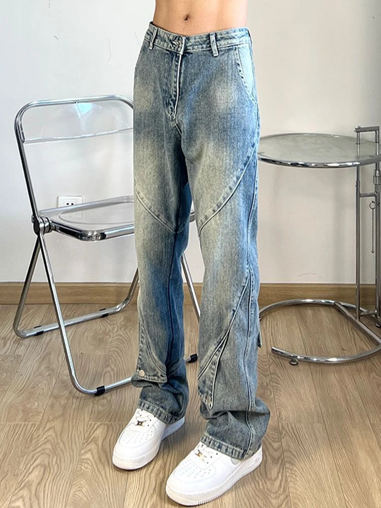 Trousers Light Blue Flared Male Cowboy Pants Straight Jeans for Men Bootcut Harajuku New in High Quality Designer 2024 Fashion