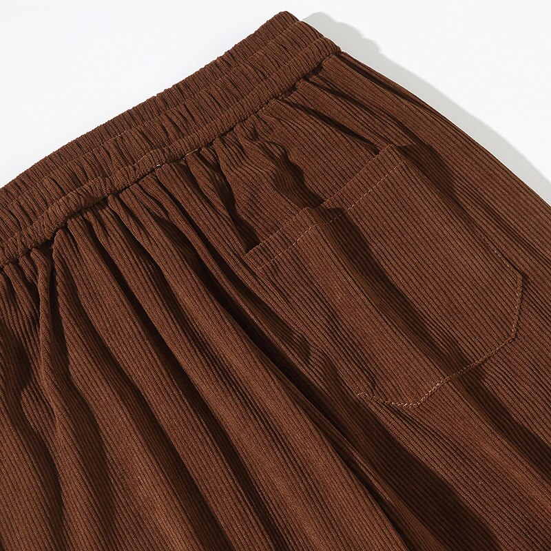 2023 Spring New Men's Corduroy Wide-leg Pants Korean Fashion Drawstring Design Casual Pants Male Brand Clothing Brown Grey