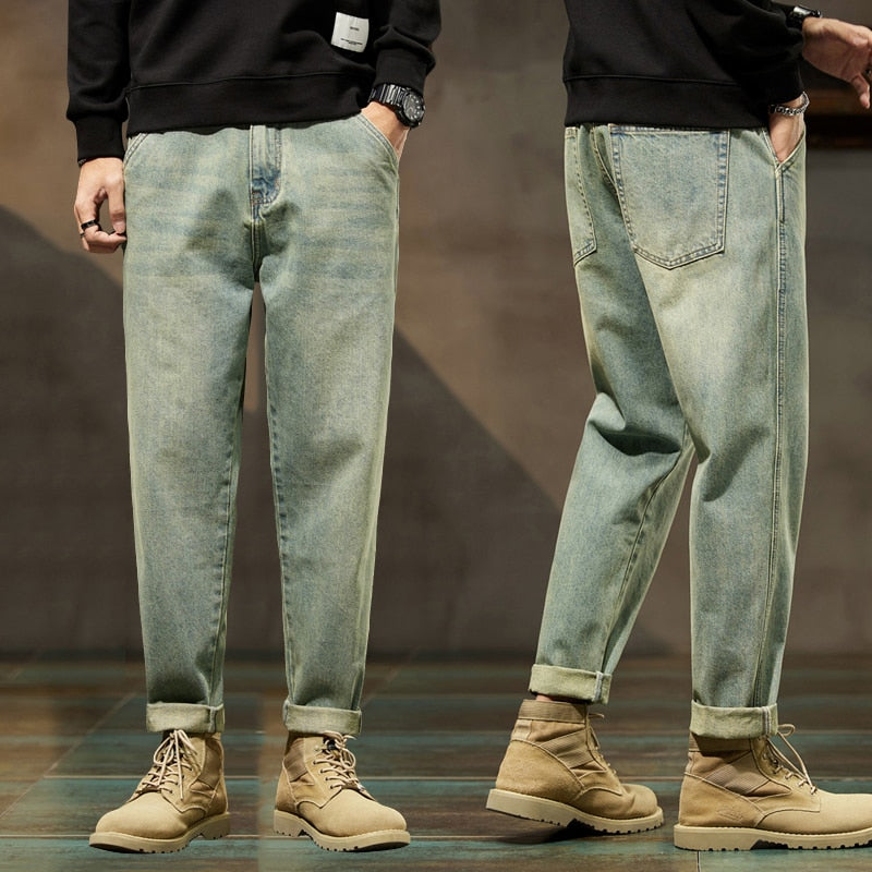 Jeans Men Loose Fit Blue Baggy Jeans Fashion Spring And Autumn Wide Leg Pants Denim Trousers Men's Clothing Harem Pants