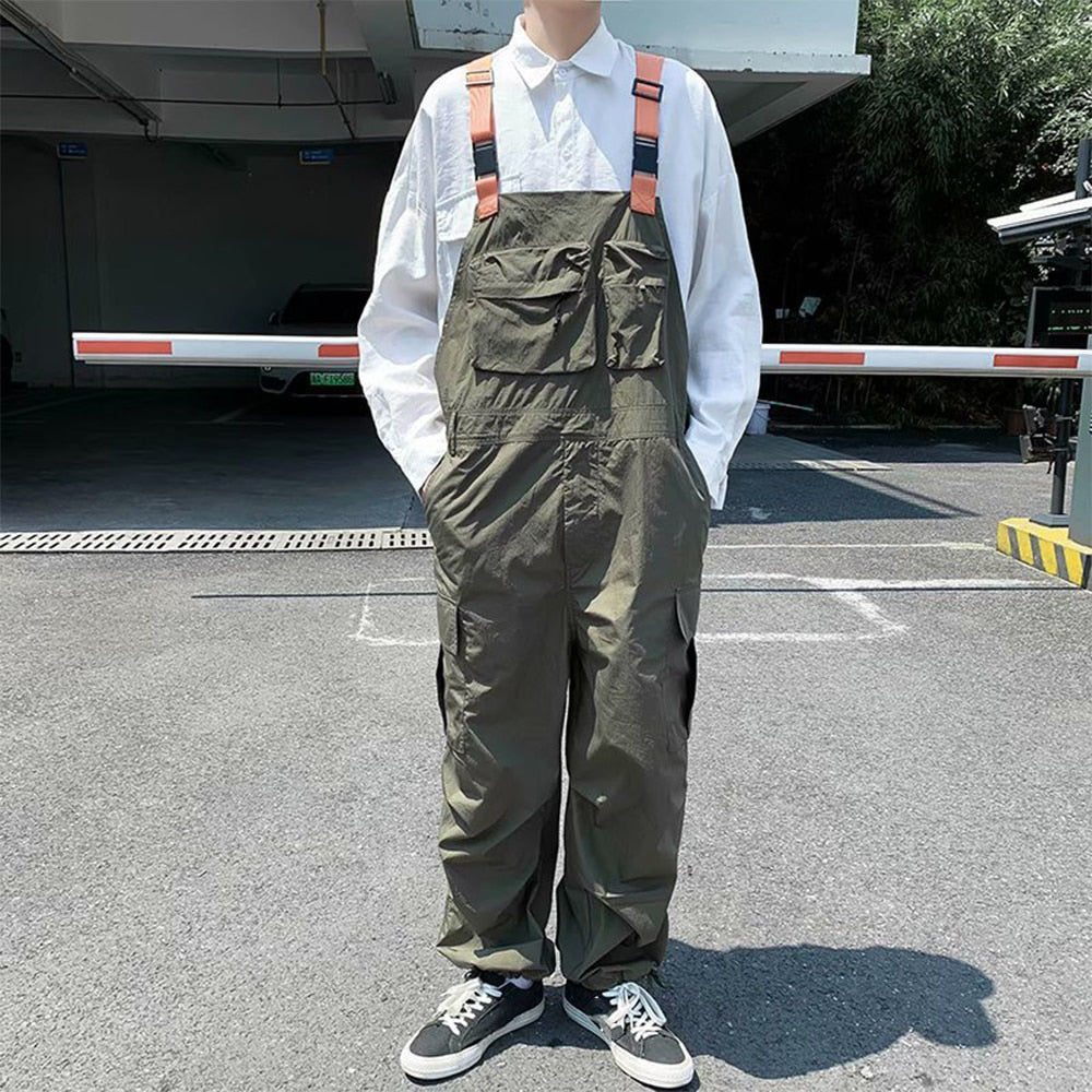 Vintage Overalls Mens Jumpsuit Cargo Pants Trousers Baggy Bib Overall Trousers Men's Techwear Retro Work Pants