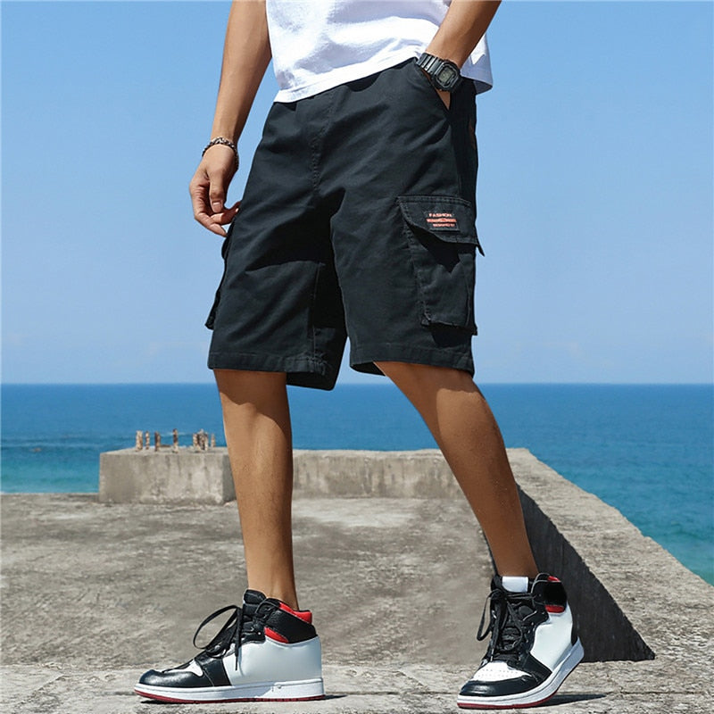 Summer Cargo Shorts Men Camouflage Buttons Loose Casual Multi-Pocket Baggy Shorts Streetwear Hip Hop Military Tactical Shorts